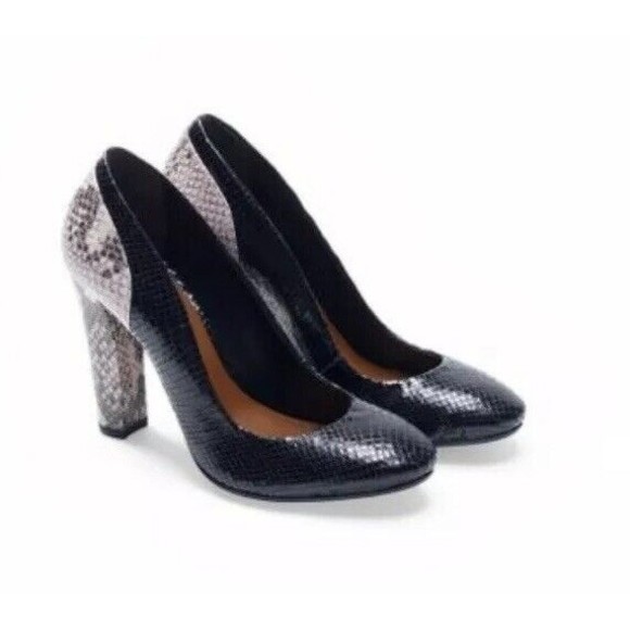 Schutz Club Monaco Leather Black Eu 37 Us 6 Pumps Shoes Brazil Round Toe heels - Picture 1 of 10